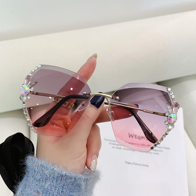 Occident fashion diamond rimless sunglasses