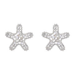 Statement rhinestone colored starfish ear studs