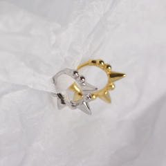 S925 silver bead rivet huggie earrings