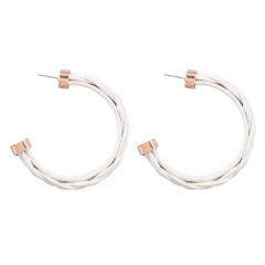Colored braided resin open hoop earrings
