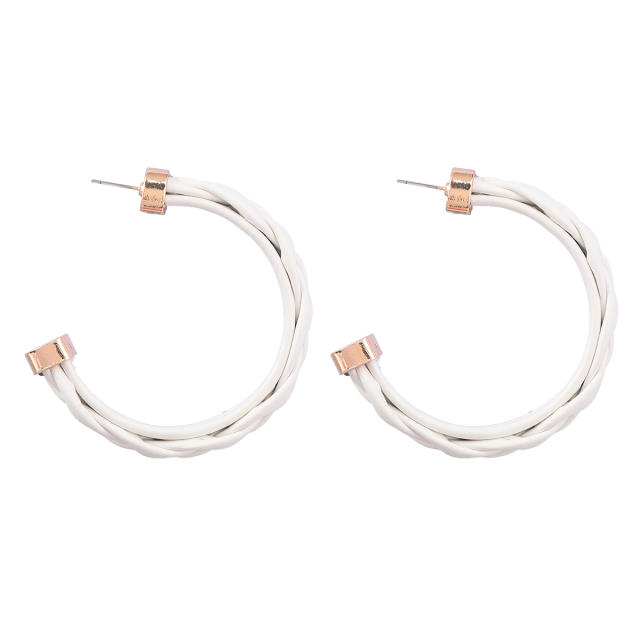 Colored braided resin open hoop earrings