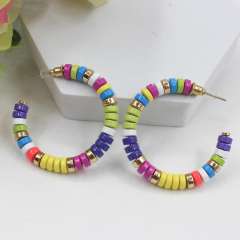 Enamel beads open hoop earrings
