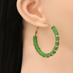 Boho heishi beads hoop earrings