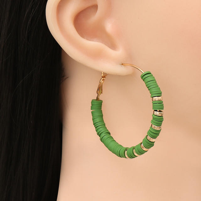 Boho heishi beads hoop earrings