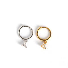 S925 Diamond drop huggie earrings