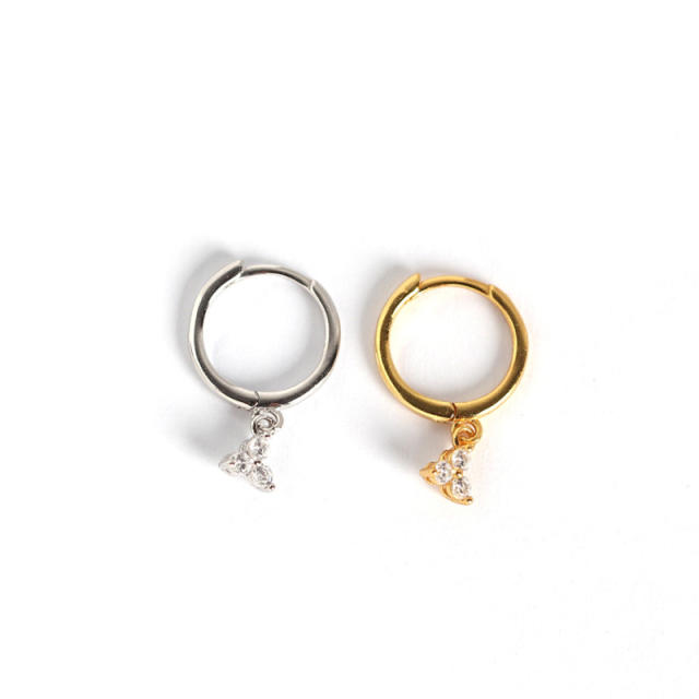 S925 Diamond drop huggie earrings