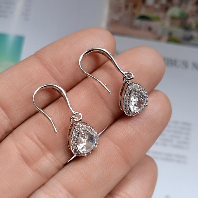 Drop cubic zircon bridal earrings