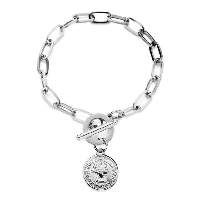 Hiphop stainless steel chain bracelet toggle bracelet