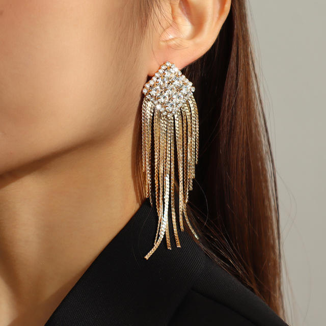 Tassel rhinestone drop earrings