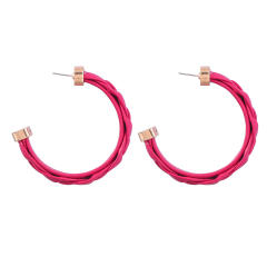 Colored braided resin open hoop earrings
