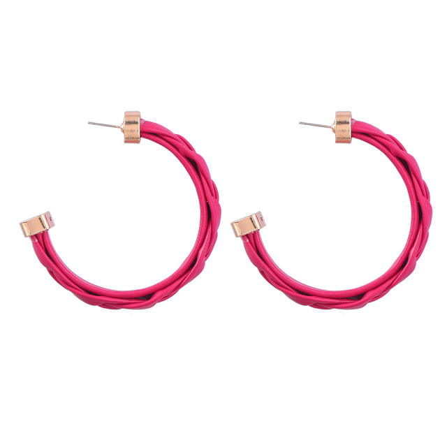 Colored braided resin open hoop earrings