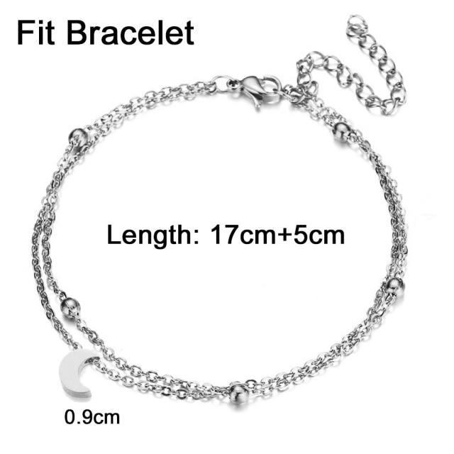 Two layer dainty stainless steel bracelet