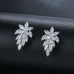 AAA cubic zircon leaf ear studs