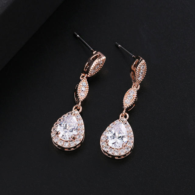 Classic cubic zircon drop earrings
