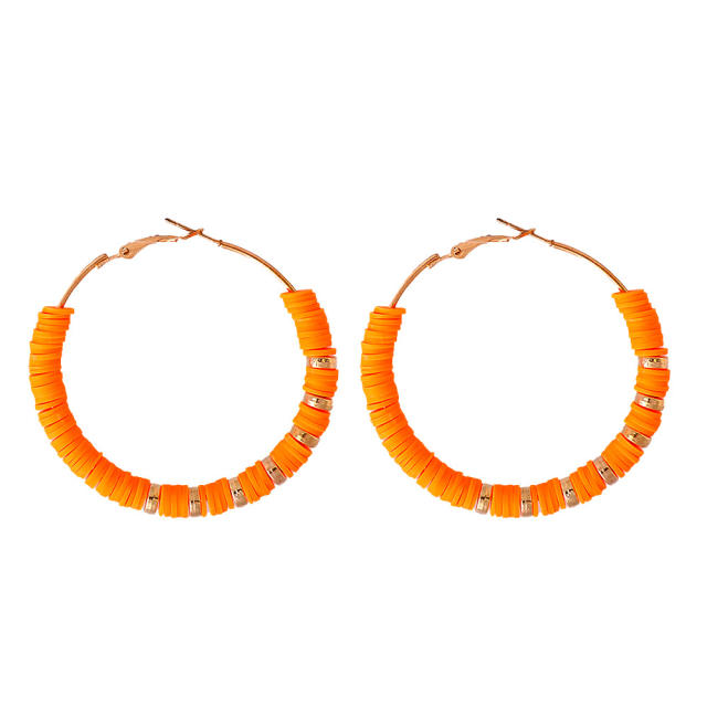 Boho heishi beads hoop earrings