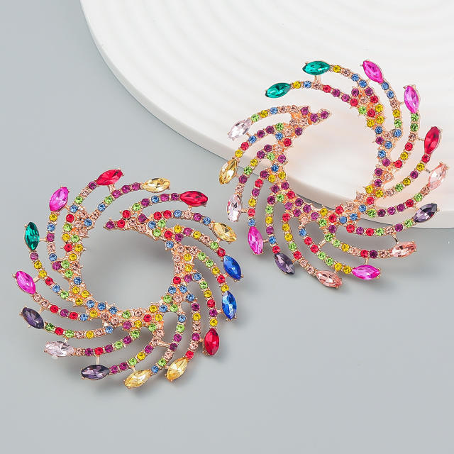 Colored rhinestone statement ear studs