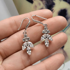 Amazon hot sale cubic zircon leaf earrings