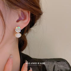 Crystal pearl drop earrings
