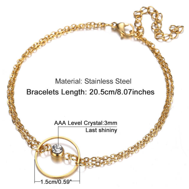 Elegant dainty circle stainless steel bracelet