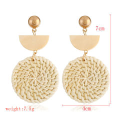 Boho handmade straw dangle earrings