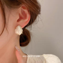 Baroque pearl ear studs