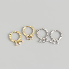 S925 beaded huggie earrings