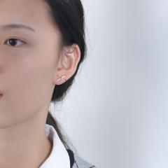 S925 sterling silver square cubic zircon diamond ear studs