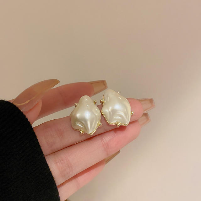 Baroque pearl ear studs