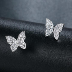Diamond butterfly ear studs