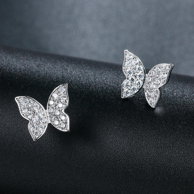 Diamond butterfly ear studs