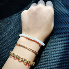 Faux pearl beads stainless steel bracelet