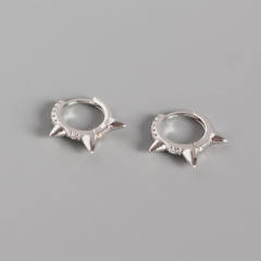 S925 silver rivet diamond huggie earrings