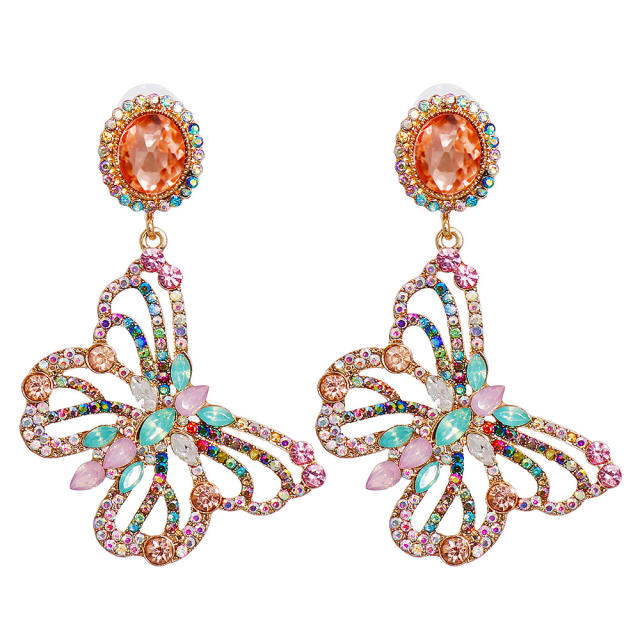 Hollow butterfly diamond earrings