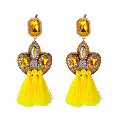 Boho colored tassel statement earrings