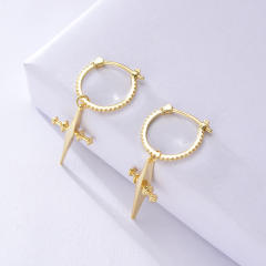 S925 unique cross huggie earrings
