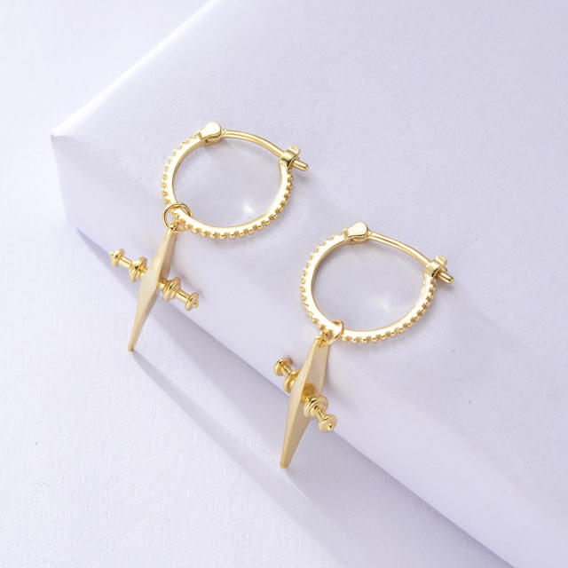 S925 unique cross huggie earrings
