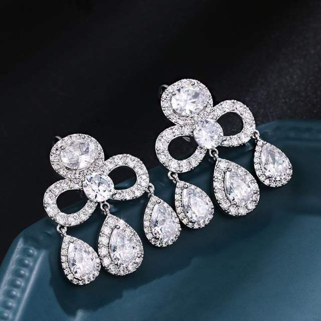 Elegant drop cubic zircon wedding earrings