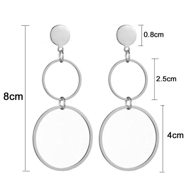 Geometric circle stainless steel earrings
