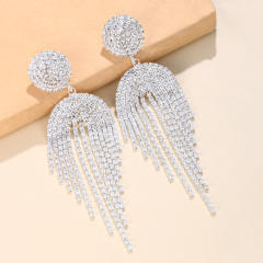 Luxury rhinestone tassel dangle earrings