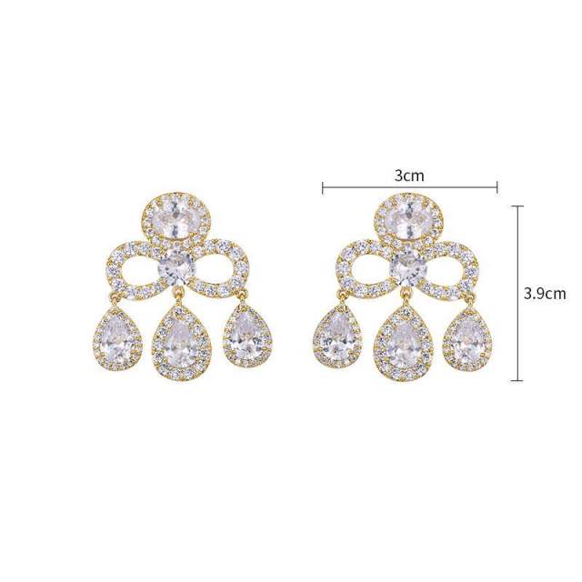 Elegant drop cubic zircon wedding earrings