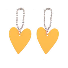 Boho colored heart dangle earrings