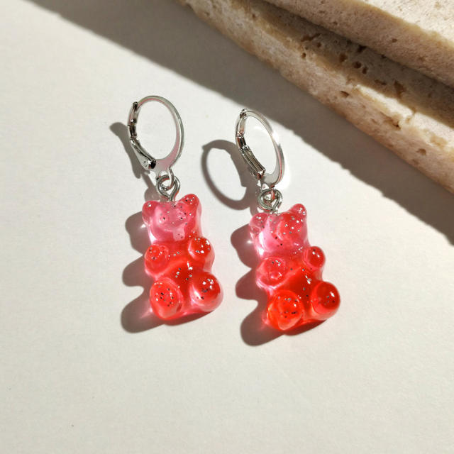 Cute jellly bear colored huggie earrings