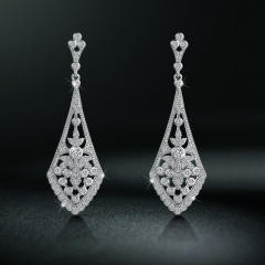 Cubic zircon hollow dangle earrings