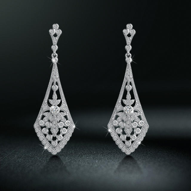Cubic zircon hollow dangle earrings