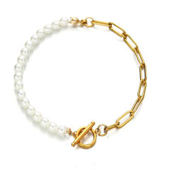 Delicate pearl stainless steel bracelet
