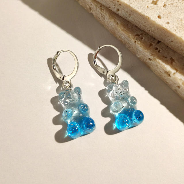 Cute jellly bear colored huggie earrings