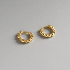S925 silver beaded huggie earrings