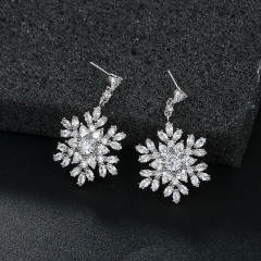 Diamond snowflake wedding earrings