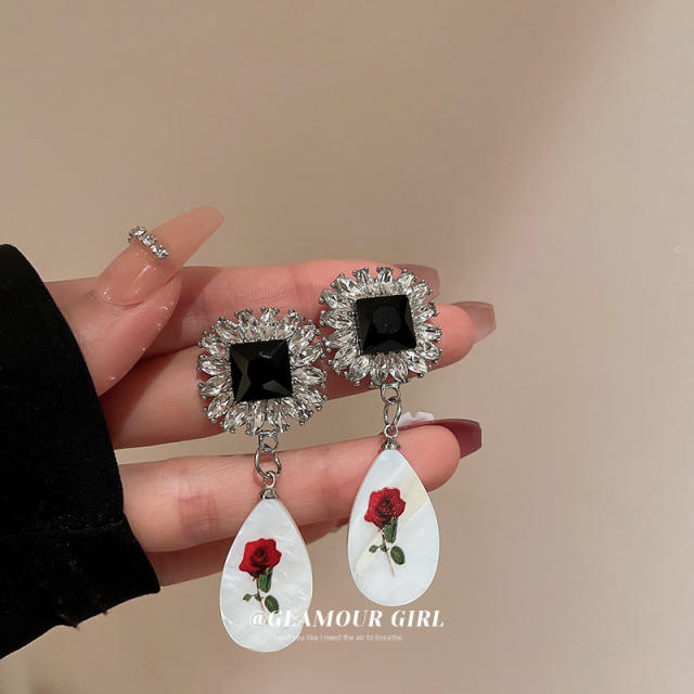 Vintage acrylic drop diamond earrings