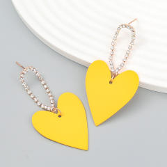 Boho colored heart dangle earrings